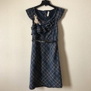 Anthropologie Blue Plaid Midi Dress